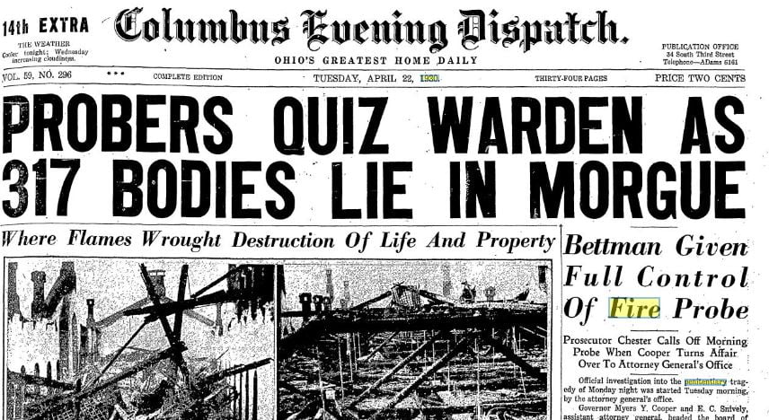 The Tragic Columbus, Ohio Penitentiary Fire: 322 dead after a candle ignites rags